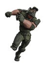 Tactical army man cartoon in white background