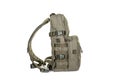 Tactical backpack color khaki front view isolated on white background equipment military tourist Royalty Free Stock Photo