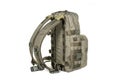 Tactical backpack color khaki front view isolated on white background equipment military tourist Royalty Free Stock Photo