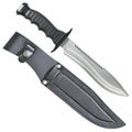 Tactical Combat Hunting Survival Bowie Knife With Its Black Leather Sheath Isolated On White Background