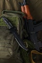 Tactical combat knife backpack with AK