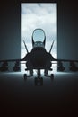 Tactical Jet Aircraft in a Dark Hanger Royalty Free Stock Photo