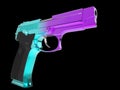 Tactical modern semi - automatic pistol - heat treated two color tone finish - cyan and magenta