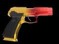 Tactical modern semi - automatic pistol - heat treated two color tone finish - red and yellow