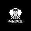 Tactical Target Black and White Mammoth Elephant logo in Circle vector template for military tactical armory logo design