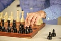 Tactics is knowing what to do. Chess lesson. Strategy concept. Playing chess. Intellectual hobby. Figures on wooden