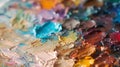 the tactile allure of an artist\'s palette, adorned with an array of vibrant paints