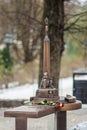 Tactile bronze miniature copy of Freedom Monument for blind people