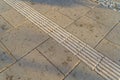 Tactile Paving on Tiles Pathway for Blind Handicap, Safety Sidewalk for Disability People, Relief Slab Sidewalk Royalty Free Stock Photo