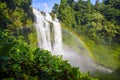 Tad gneuang waterfall and rainbow in rain season