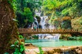 Tad Kuang Si waterfall most famous and beautiful waterfall in Luang Prabang province, Laos