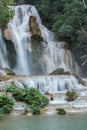 Tad Kuang Si Waterfall natural park. Laos. Asia Royalty Free Stock Photo