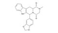 tadalafil molecule, structural chemical formula, ball-and-stick model, isolated image cialis