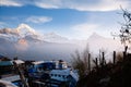 Tadapani village. Annapurna area mountains in the Himalayas of N Royalty Free Stock Photo