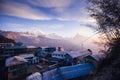 Tadapani village. Annapurna area mountains in the Himalayas of N Royalty Free Stock Photo