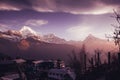 Tadapani village. Annapurna area mountains in the Himalayas of Nepal Royalty Free Stock Photo