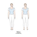 Tadasana or Mountain Pose. Feet Together and Feet Apart Variations. Vector