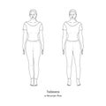 Tadasana or Mountain Pose. Feet Together and Feet Apart Variations. Vector