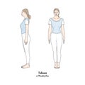 Tadasana or Mountain Pose. Front and Side View. Vector