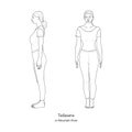 Tadasana or Mountain Pose. Front and Side View. Vector Royalty Free Stock Photo