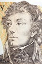 Tadeusz Kosciuszko portrait from Polish old five hundred zloty