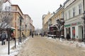 Tadeusz Kosciuszko winter street in Rzeszow, Poland.