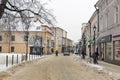 Tadeusz Kosciuszko winter street in Rzeszow, Poland.