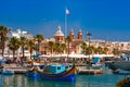 Taditional eyed boats Luzzu in Marsaxlokk, Malta