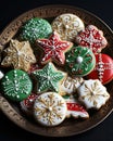 Taditional glazed Christmas gingerbread cookies Royalty Free Stock Photo