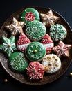 Taditional glazed Christmas gingerbread cookies