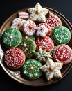 Taditional glazed Christmas gingerbread cookies