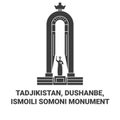 Tadjikistan, Dushanbe, Ismoili Somoni Monument travel landmark vector illustration
