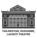 Tadjikistan, Dushanbe, Lachuti Theatre travel landmark vector illustration