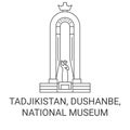 Tadjikistan, Dushanbe, National Museum travel landmark vector illustration