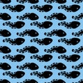 Tadpole pattern seamless. Frog larva background. Vector texture