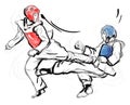 Tae-Kwon Do. An full sized hand drawn illustration