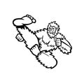 Taekwondo Bigfoot Flying Kick Mascot Black and White Royalty Free Stock Photo