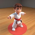 Taekwondo boy wearing a kimono, 3D rendering Royalty Free Stock Photo