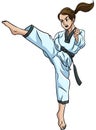 Taekwondo Cartoon Colored Clipart Illustration