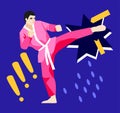 Taekwondo fighter in Keikogi - modern colored vector illustration