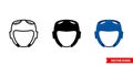 Taekwondo helmet icon of 3 types. Isolated vector sign symbol.