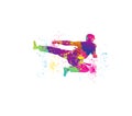 Taekwondo logo design. Colorful sport background.