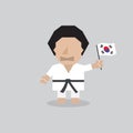 Taekwondo Man With South Korean Flag