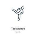 Taekwondo outline vector icon. Thin line black taekwondo icon, flat vector simple element illustration from editable sports Royalty Free Stock Photo