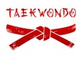 Taekwondo red belt grunge silhouette