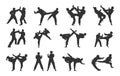 Taekwondo silhouette, Martial arts silhouettes, Taekwondo clipart, Taekwondo bundle set Royalty Free Stock Photo