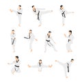 Taekwondo sport character set Royalty Free Stock Photo