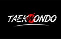 taekwondo word text logo icon with red circle design