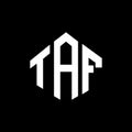 TAF letter logo design with polygon shape. TAF polygon and cube shape logo design. TAF hexagon vector logo template white and Royalty Free Stock Photo