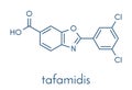 Tafamidis familial amyloid polyneuropathy FAP drug molecule. Skeletal formula.